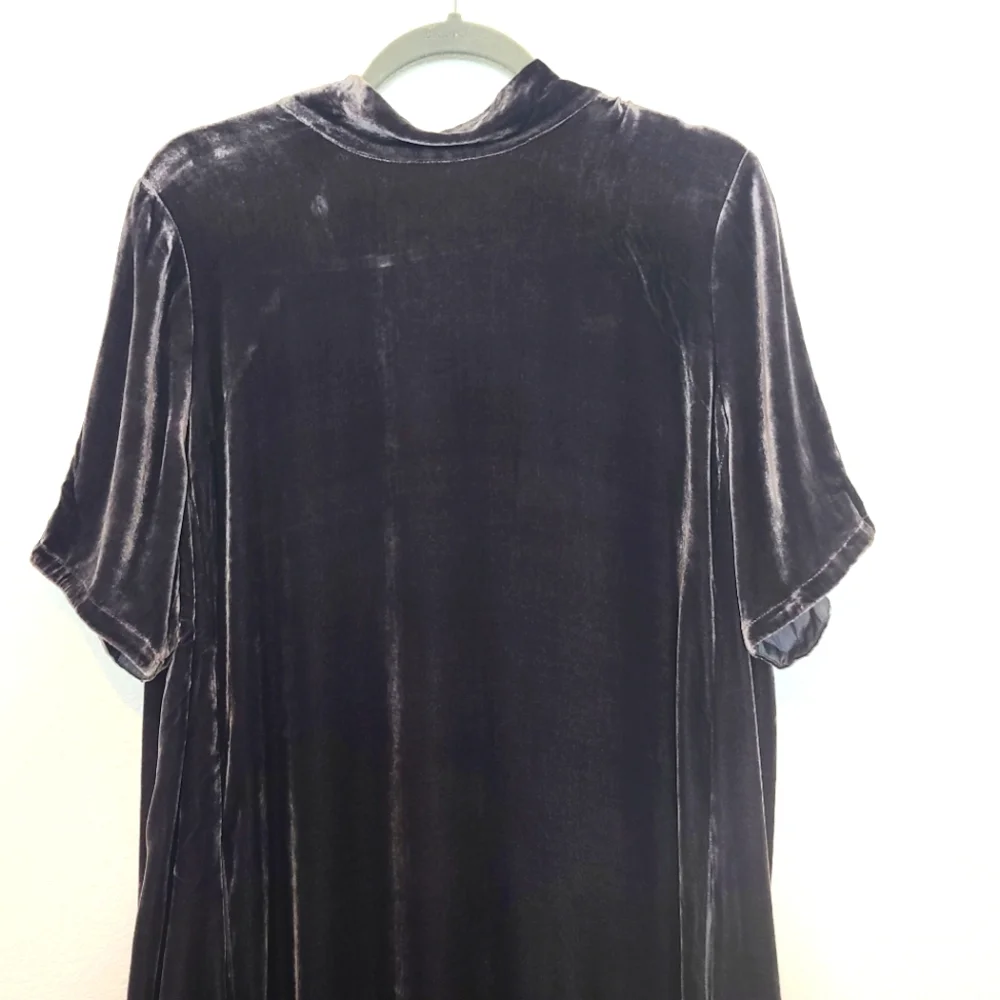 EILEEN FISHER Velvet Mock Neck Velour Tie Back Silk Blend Dress NWT Size… - Picture 5 of 9